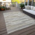 10' X 14' Taupe Gray And Ivory Striped Washable Indoor Outdoor Area Rug - 608219370985