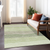 9' X 12' Artichoke Green And Taupe Striped Washable Indoor Outdoor Area Rug