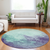 8' Blue And Purple Round Abstract Washable Indoor Outdoor Area Rug