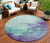 8' Blue And Purple Round Abstract Washable Indoor Outdoor Area Rug