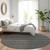 8' Black And Gray Round Floral Washable Indoor Outdoor Area Rug
