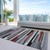 8' X 10' Gray Black And Red Striped Washable Indoor Outdoor Area Rug