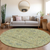 8' Mint Green Brown And Gray Round Floral Washable Indoor Outdoor Area Rug