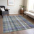8' X 10' Blue Gray and Green Plaid Washable Non Skid Indoor Outdoor Area Rug