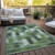 8' X 10' Olive Green And Fern Green Southwestern Washable Indoor Outdoor Area Rug