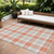 9' X 12' Coral And Beige Plaid Washable Indoor Outdoor Area Rug