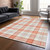 9' X 12' Coral And Beige Plaid Washable Indoor Outdoor Area Rug