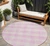 8' Pink And Gray Round Plaid Washable Indoor Outdoor Area Rug
