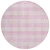 8' Pink And Gray Round Plaid Washable Indoor Outdoor Area Rug