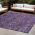 9' X 12' Purple And Green Floral Washable Indoor Outdoor Area Rug - Purple, Green
