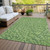 9' X 12' Green Blue And Ivory Polka Dot Washable Indoor Outdoor Area Rug