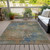 10' X 14' Denim Blue Beige And Copper Abstract Washable Indoor Outdoor Area Rug