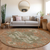 8' Rust Green And Brown Round Oriental Washable Indoor Outdoor Area Rug