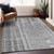 10' X 14' Gray And Silver Striped Washable Indoor Outdoor Area Rug - Gray, Silver