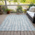 8' X 10' Sky Blue And Ivory Abstract Washable Indoor Outdoor Area Rug