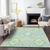 8' X 10' Mint Green Blue And Ivory Oriental Washable Indoor Outdoor Area Rug