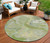 8' Green Blue And Gray Round Abstract Washable Indoor Outdoor Area Rug