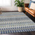 9' X 12' Taupe Navy Blue And Denim Blue Southwestern Washable Indoor Outdoor Area Rug