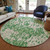 8' Green And Gray Round Striped Washable Indoor Outdoor Area Rug - Green, Gray