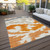 8' X 10' Orange Beige And Ivory Abstract Washable Indoor Outdoor Area Rug