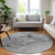 8' Silver Gray And Ivory Round Abstract Washable Indoor Outdoor Area Rug