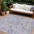 9' X 12' Lavender Purple And Gray Floral Washable Indoor Outdoor Area Rug - Lavender, Purple, Gray