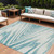9' X 12' Teal Blue And Ivory Abstract Washable Indoor Outdoor Area Rug Transitional Style - Teal Blue, Ivory Color