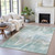 8' X 10' Sky Blue And Ivory Abstract Washable Indoor Outdoor Area Rug - 880016686210