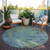 8' Blue Round Abstract Washable Indoor Outdoor Area Rug Transitional Style - Blue Color