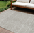 10' X 14' Beige And Ivory Chevron Washable Indoor Outdoor Area Rug