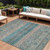 10' X 14' Teal Blue Salmon And Beige Medallion Washable Indoor Outdoor Area Rug