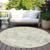 8' Sage Charcoal And Ivory Round Abstract Washable Indoor Outdoor Area Rug