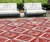 10' X 14' Red And Ivory Geometric Washable Indoor Outdoor Area Rug Transitional Style - Red, Ivory Color