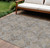 10' X 14' Gray Silver And Taupe Floral Washable Indoor Outdoor Area Rug