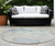 8' Round Beige and Blue Round Abstract Washable Non Skid Indoor Outdoor Area Rug