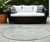 8' Round Beige and Blue Round Abstract Washable Non Skid Indoor Outdoor Area Rug