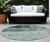 8' Round Teal Round Ombre Washable Non Skid Indoor Outdoor Area Rug