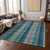 9' X 12' Teal Blue Navy Blue And Olive Green Plaid Washable Indoor Outdoor Area Rug