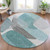8' Teal Blue And Gray Round Abstract Washable Indoor Outdoor Area Rug - 880016524178