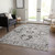 9' X 12' Ivory and Dark Brown Oriental Washable Non Skid Indoor Outdoor Area Rug
