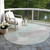 8' Blue Teal Blue And Gray Round Abstract Washable Indoor Outdoor Area Rug