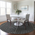 8' Black And Ivory Round Geometric Washable Indoor Outdoor Area Rug