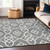 8' X 10' Gray And Ivory Trellis Washable Indoor Outdoor Area Rug