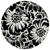 8' Round Black and Ivory Round Floral Washable Non Skid Indoor Outdoor Area Rug