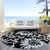 8' Round Black and Ivory Round Floral Washable Non Skid Indoor Outdoor Area Rug