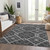 9' X 12' Charcoal Gray And Silver Geometric Washable Indoor Outdoor Area Rug