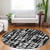 8' Black Gray And Ivory Round Striped Washable Indoor Outdoor Area Rug - Black, Gray, Ivory