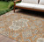 10' X 14' Terra Cotta Gray And Beige Medallion Washable Indoor Outdoor Area Rug