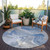 8' Blue And Ivory Round Abstract Washable Indoor Outdoor Area Rug - Blue, Ivory