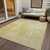 9' X 12' Gold Wheat And Ivory Abstract Washable Indoor Outdoor Area Rug